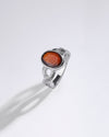Authentic Garnet (Gomed) Ring – 925 Silver - #1104B