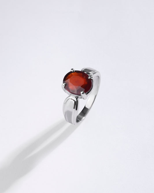 Elegant Garnet (Gomed) Ring – 925 Silver - #1101N4
