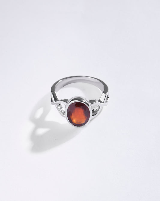 Classic Garnet (Gomed) Ring – 925 Silver - #1105B