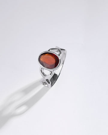 Classic Garnet (Gomed) Ring – 925 Silver - #1105B