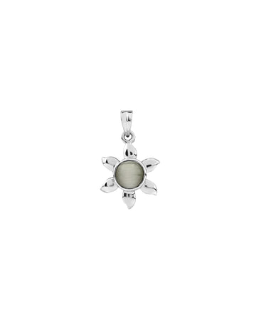 Sun Petal Shaped Cat's Eye Pendant in 925 Silver