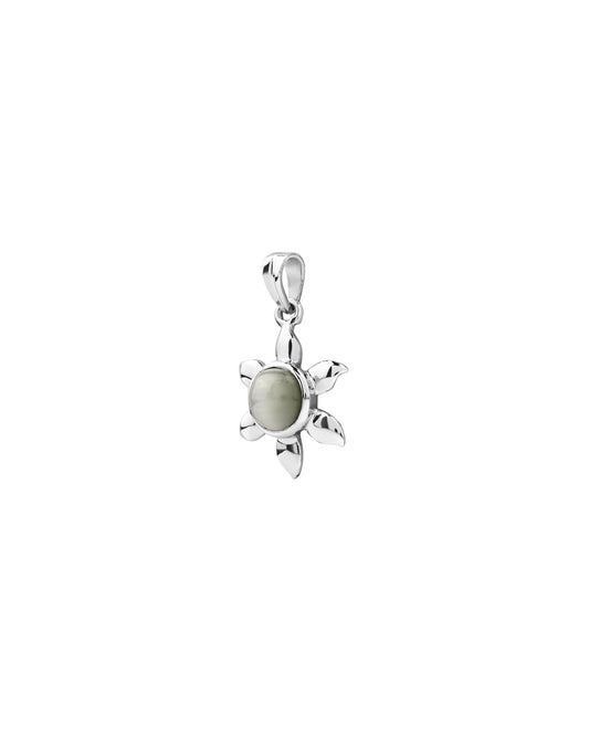 Sun Petal Shaped Cat's Eye Pendant in 925 Silver