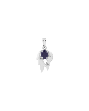 Luna Leaf Blue Sapphire Pendant in 925 Silver
