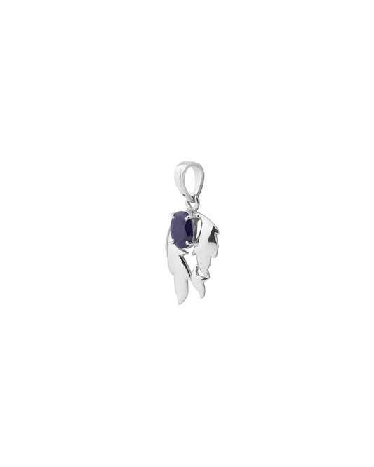 Luna Leaf Blue Sapphire Pendant in 925 Silver