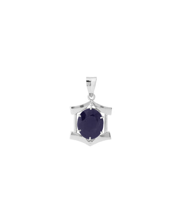Hexa Edge Blue Sapphire Pendant in 925 Silver