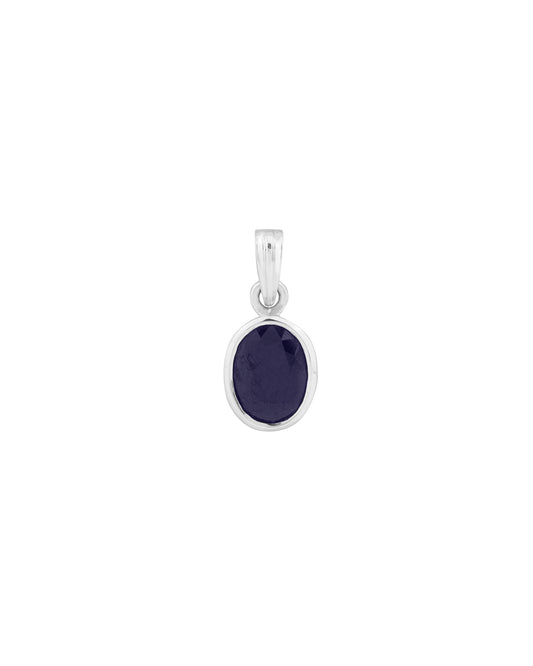 Plain Blue Sapphire Pendant in 925 Silver