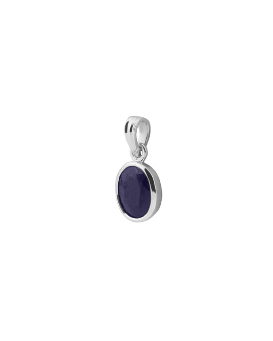 Plain Blue Sapphire Pendant in 925 Silver