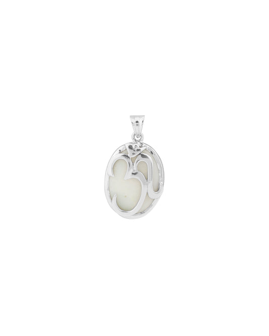 Om Crest Opal Pendant in 925 Silver