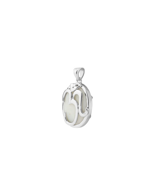 Om Crest Opal Pendant in 925 Silver
