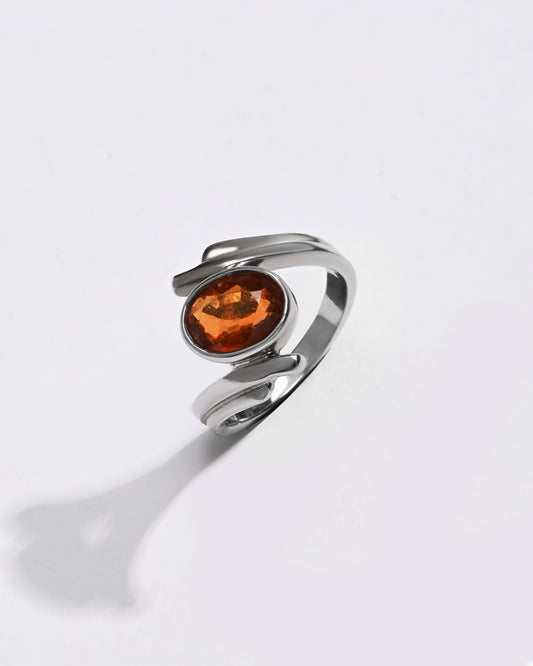 Natural Garnet (Gomed) Ring – 925 Silver - #1103B