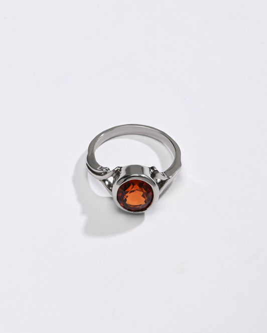 Garnet (Gomed) Ring – 925 Silver Crafted - #1175B
