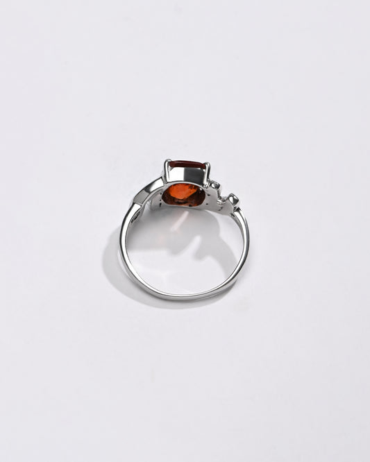 Garnet (Gomed) Ring – 925 Silver Minimalist - #1196N4