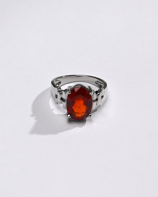 Classic Garnet (Gomed) Ring – 925 Silver - #1199N4