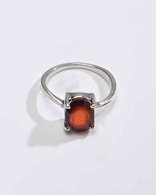 Daily-Wear Garnet (Gomed) Ring – 925 Silver - #1218N4