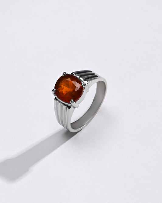 Essential Garnet (Gomed) Ring – 925 Silver - #1228N4 - Myra