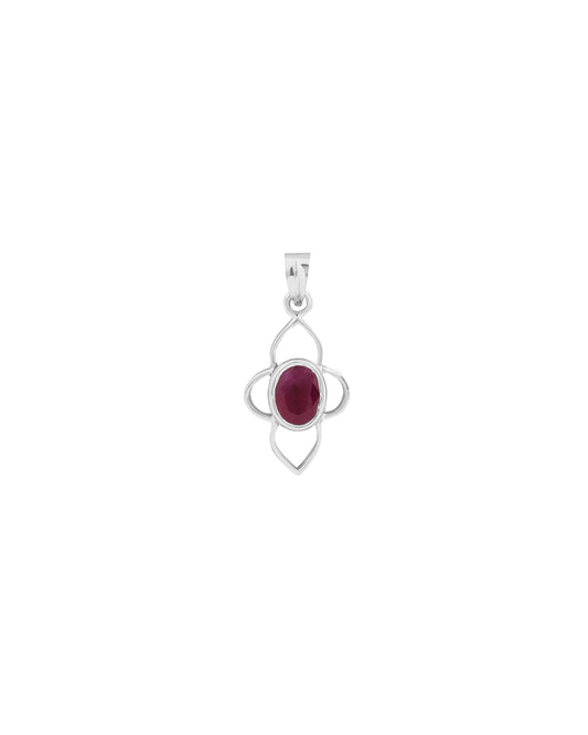 Cloud Petal Ruby Pendant in 925 Silver
