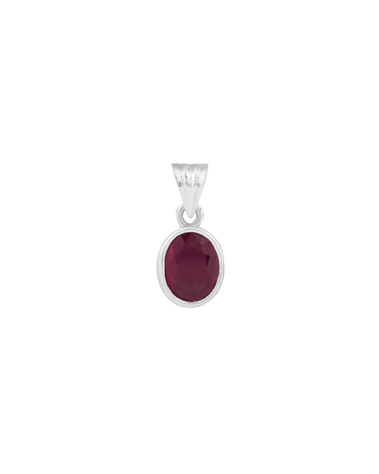 Plain Ruby Pendant in 925 Silver