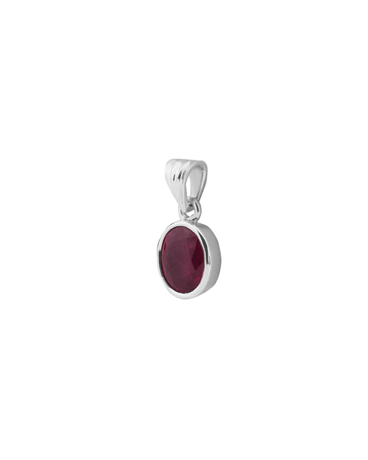 Plain Ruby Pendant in 925 Silver