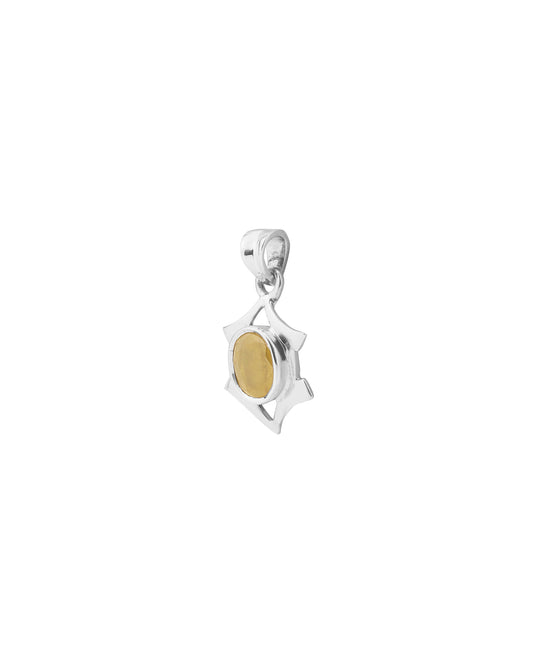 Hexa Edge Yellow Sapphire Pendant in 925 Silver