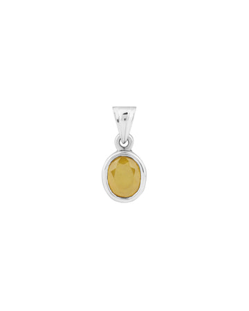 Plain Yellow Sapphire Pendant in 925 Silver