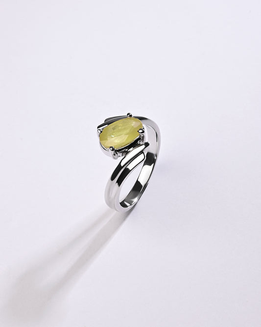 Certified Yellow Sapphire (Pukhraj) Ring – 925 Silver - #1103N4