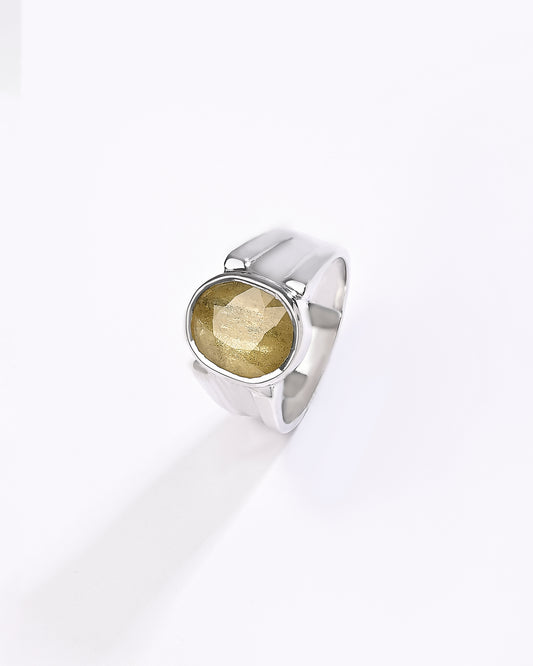 Daily Wear Yellow Sapphire (Pukhraj) Ring – 925 Silver - #1111B