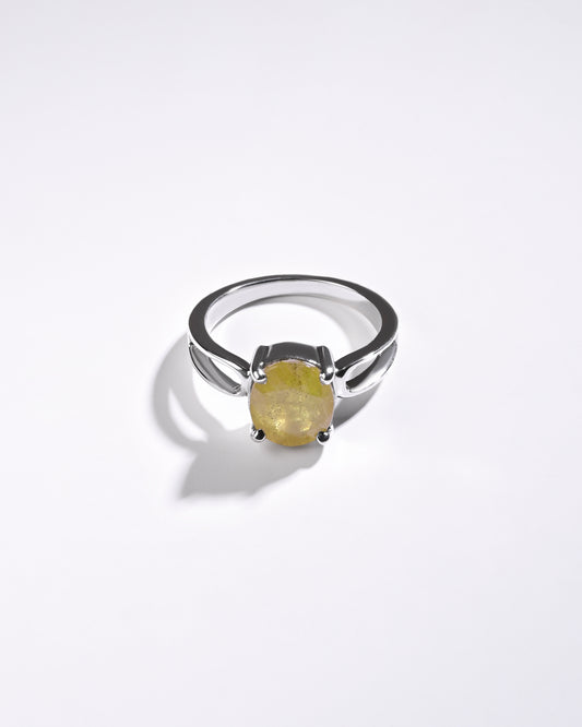 Elegant Yellow Sapphire (Pukhraj) Ring – 925 Silver - #1112N4