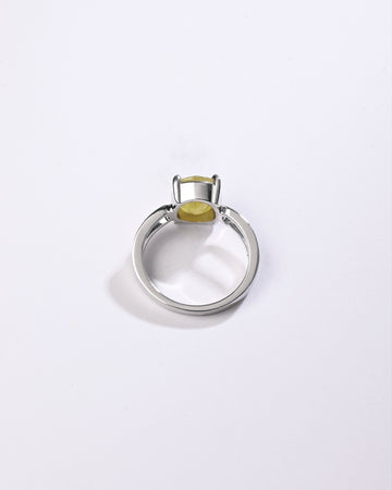 Elegant Yellow Sapphire (Pukhraj) Ring – 925 Silver - #1112N4