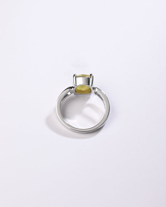 Elegant Yellow Sapphire (Pukhraj) Ring – 925 Silver - #1112N4