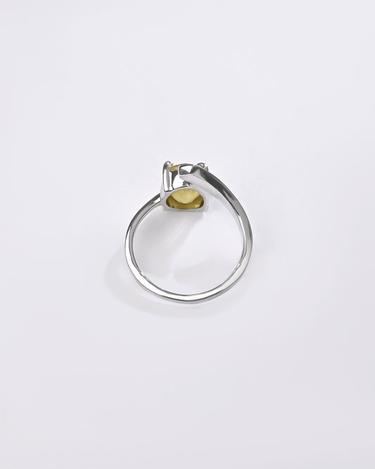 Refined Yellow Sapphire (Pukhraj) Ring – 925 Silver - #1202N4