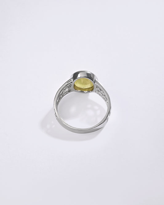 Comfort Yellow Sapphire (Pukhraj) Ring – 925 Silver - #1162B