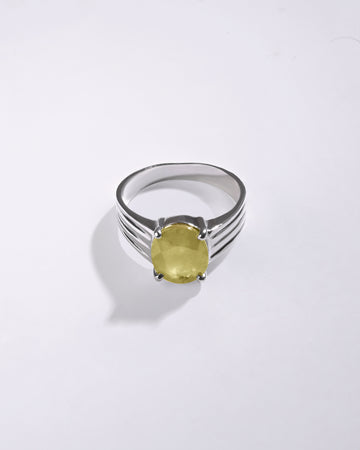 Ethereal Yellow Sapphire (Pukhraj) Ring – 925 Silver - #1228N4