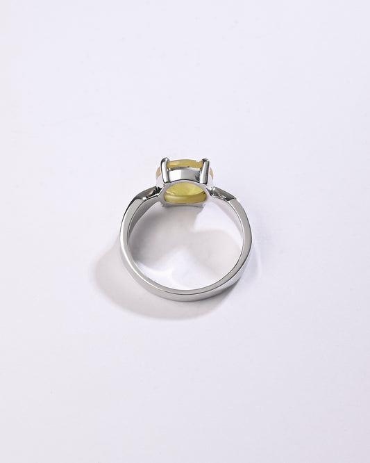 Balanced Yellow Sapphire (Pukhraj) Ring – 925 Silver - #1136N4