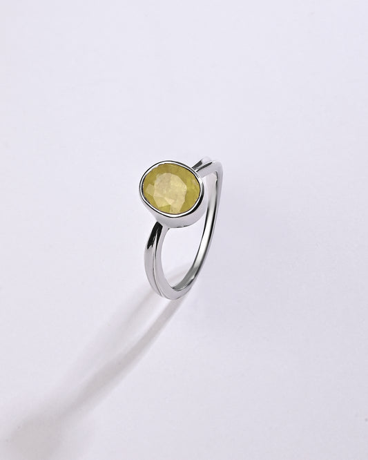 Statement Yellow Sapphire (Pukhraj) Ring – 925 Silver - #1201B