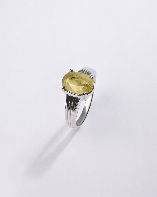 Grand Yellow Sapphire (Pukhraj) Ring – 925 Silver - #1225N4