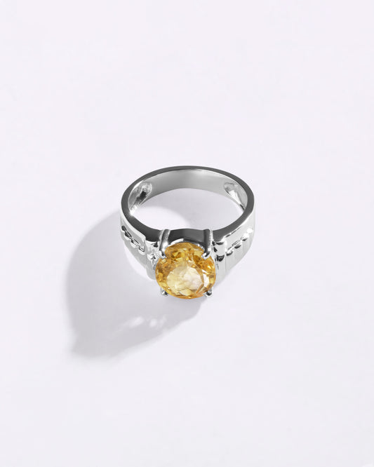 Bright Golden Topaz (Sunahara Pukhraj) Ring – 925 Silver - #1236N4
