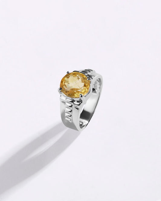 Bright Golden Topaz (Sunahara Pukhraj) Ring – 925 Silver - #1236N4