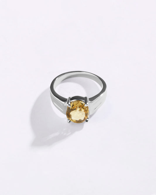 Exotic Golden Topaz (Sunahara Pukhraj) Ring – 925 Silver - #1111N4