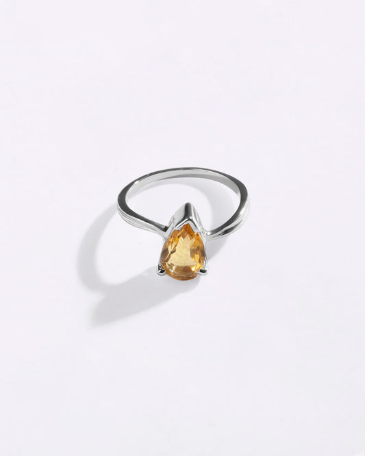 Minimalist Golden Topaz (Sunahara Pukhraj) Ring – 925 Silver - #1201N3 Dr