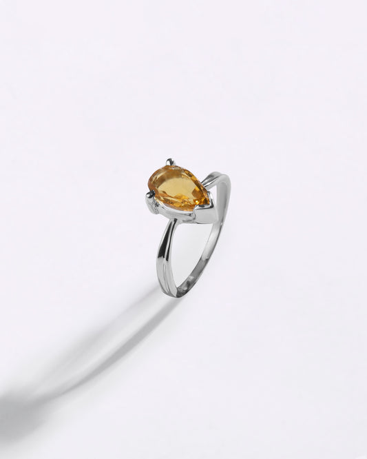 Minimalist Golden Topaz (Sunahara Pukhraj) Ring – 925 Silver - #1201N3 Dr