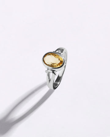 Glossy Golden Topaz (Sunahara Pukhraj) Ring – 925 Silver - #1148B