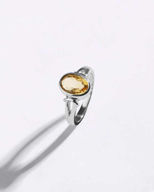 Glossy Golden Topaz (Sunahara Pukhraj) Ring – 925 Silver - #1148B