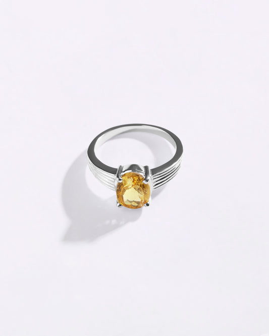Power Golden Topaz (Sunahara Pukhraj) Ring – 925 Silver - #1225N4