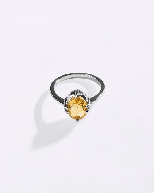 Simple Golden Topaz (Sunahara Pukhraj) Ring – 925 Silver - #1218N6