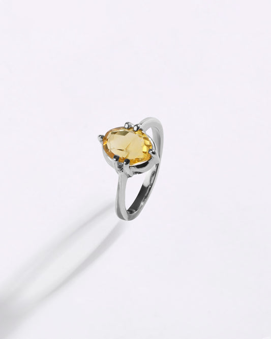 Simple Golden Topaz (Sunahara Pukhraj) Ring – 925 Silver - #1218N6
