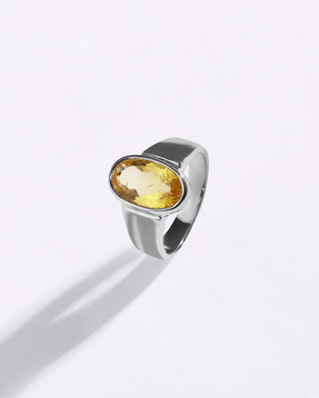 Plain Golden Topaz (Sunahara Pukhraj) Ring – 925 Silver - #1224B