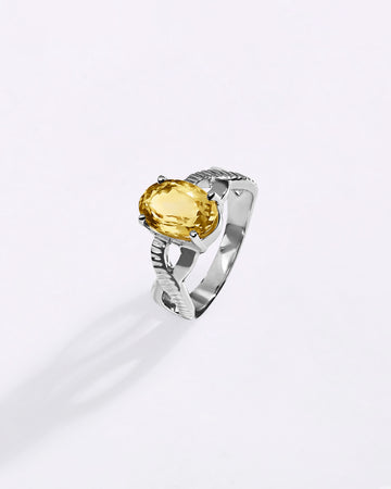 Elegant Golden Topaz (Sunahara Pukhraj) Ring – 925 Silver - #1104N4