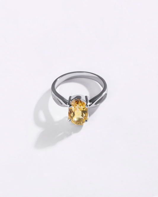 Classic Golden Topaz (Sunahara Pukhraj) Ring – 925 Silver - #1102N4