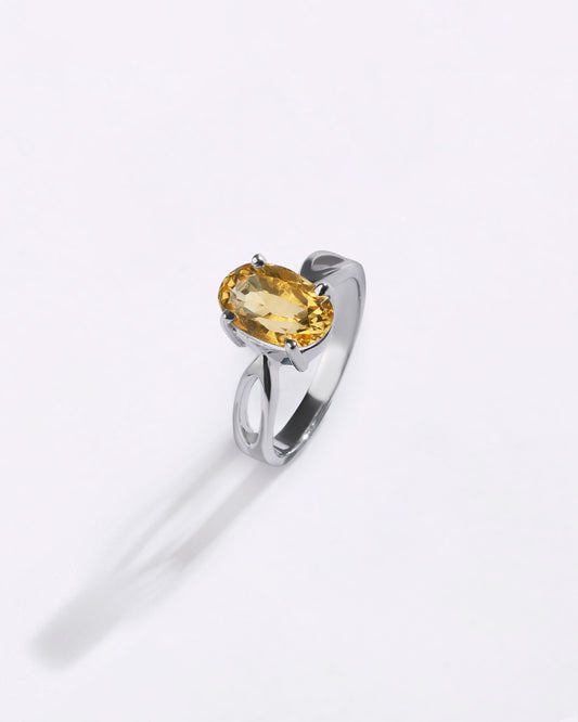 Classic Golden Topaz (Sunahara Pukhraj) Ring – 925 Silver - #1102N4