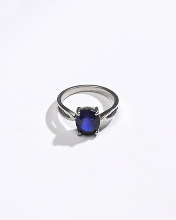 Daily Wear Blue Sapphire (Neelam) Ring – 925 Silver - 1102N4
